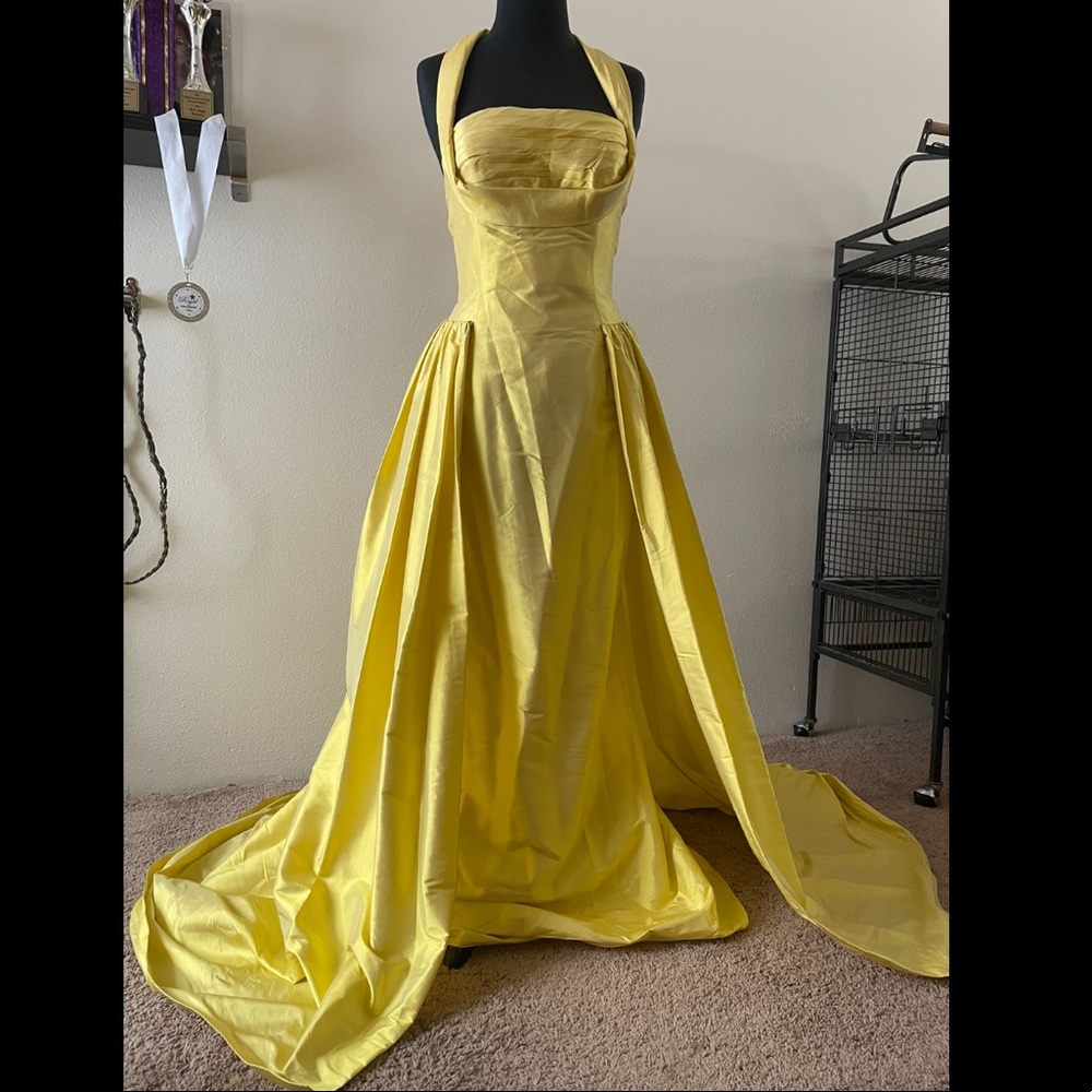 Yellow Sherri Hill Halter Dress
